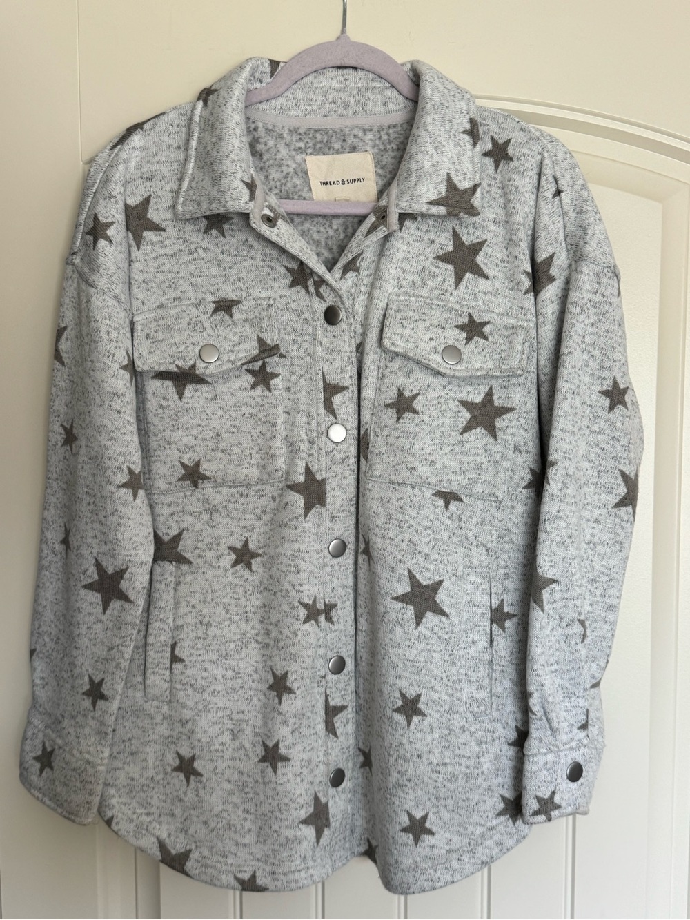 Thread & Supply Gray Star Print Jean Shacket